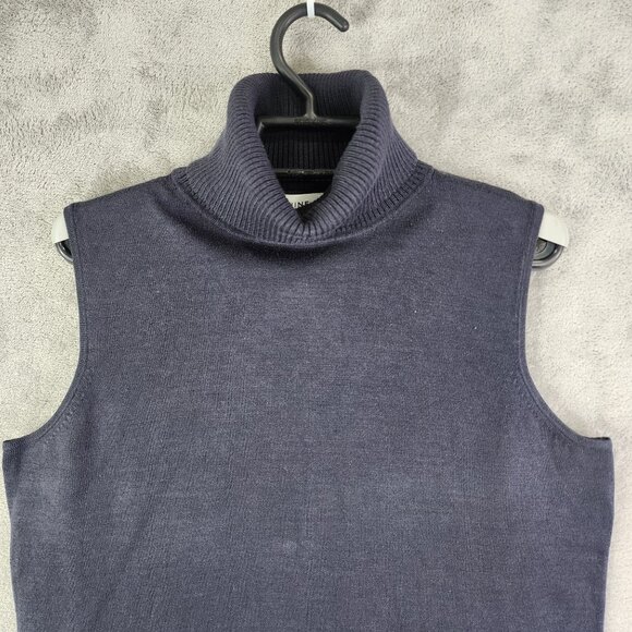 Womens Blue Josephine Chaus Turtleneck Sweater Vest Sleeveless Silk Blend Size M - Picture 3 of 9